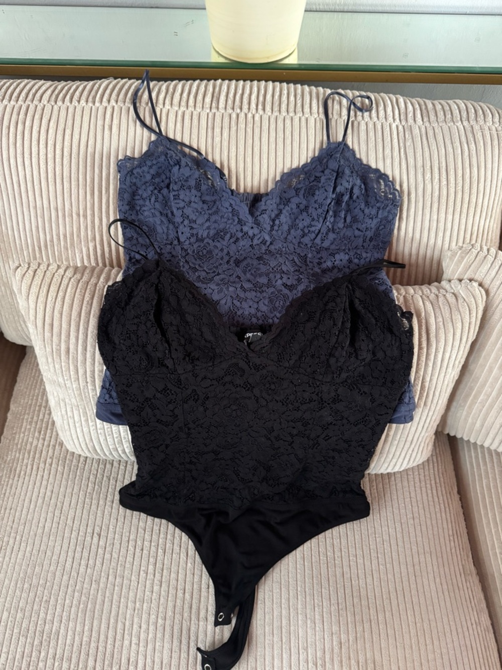 Z🐞Express Lace Bodysuits - Black and Dusty Blue
